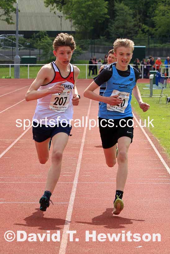 Boys Under-15s 1500 metres, 2023 North Eastern Track and Field Champs., Middlesbrough Sports Village, Middlesbrough. Photo: David T. Hewitson/Sports for All Pics